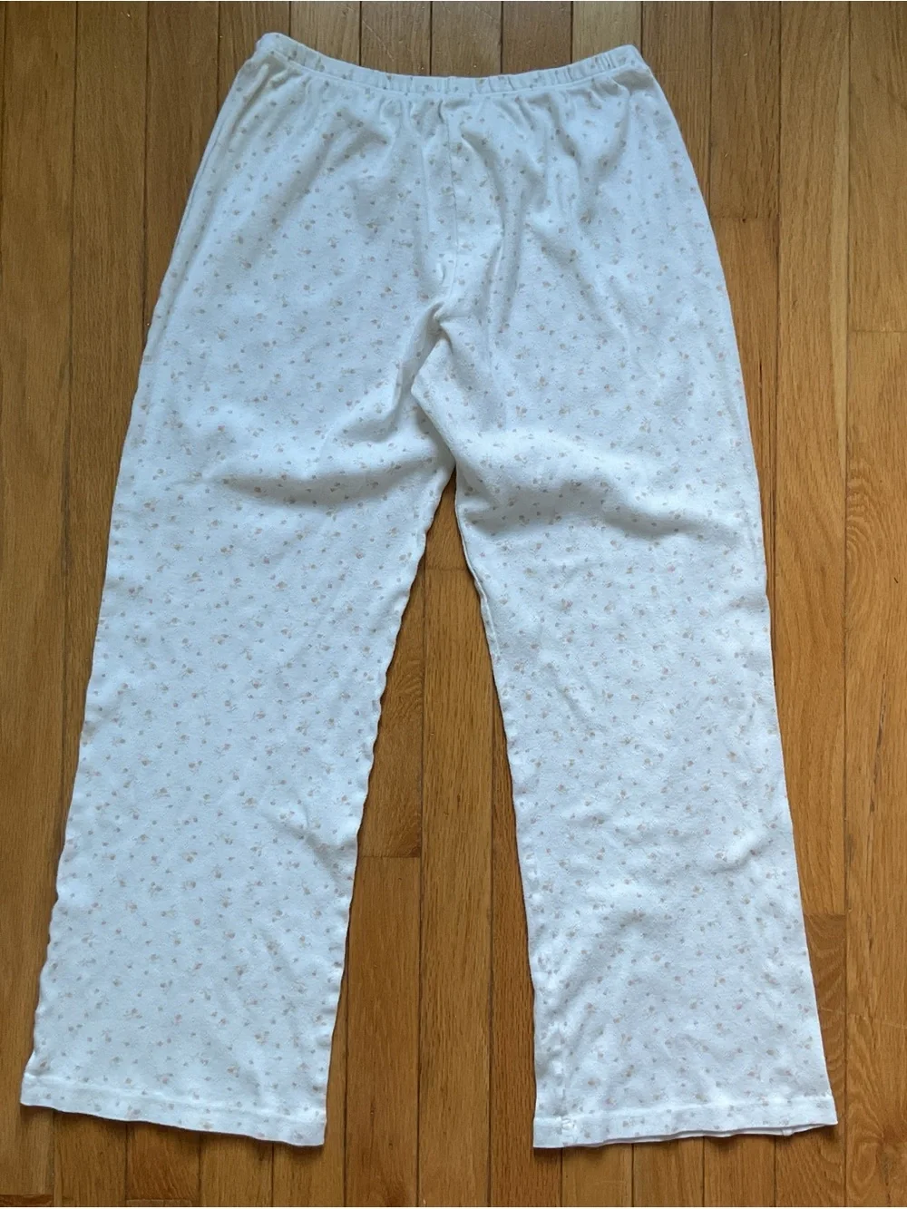 Brandy Melville Pajama Pants Womens OS White Ditsy Floral Cotton Relaxed Italy